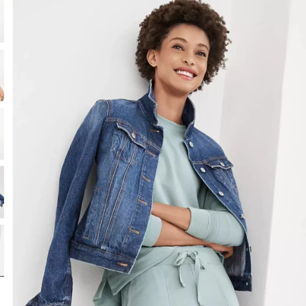 LOFT Denim Trucker Jacket in Classic Indigo Wash Size XS - Picture 5 of 10